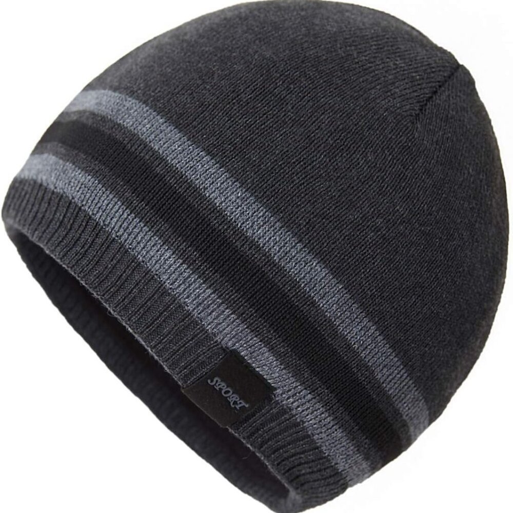 Mens Winter Warm Knitting Hats Plain Skull Beanie Cuff Toboggan Knit Cap